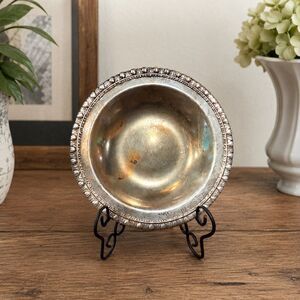 Vintage Silverplate Ornate Bowl 7 Inch Embossed Rim As Is Decorative